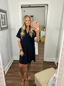 Navy Stripe Collar/Hem Midi