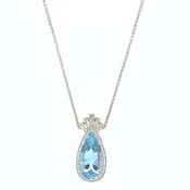 Aquamarine and Diamond Pendant Necklace