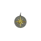 14K Gold & Silver Diamond Starburst Disc Charm