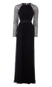 Angelli Lattice Long Dress - Black
