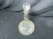 Antique Cut Crystal Silver Collar Decanter with Stopper