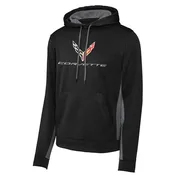 8th Generation Corvette Sport-Tek Colorblock Hoodie Black/Gray