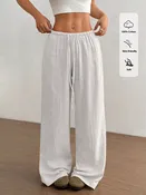 100% Cotton Drawstring Wide-Leg Pants with Pockets | S–2XL