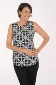 Black Lattice Rings UPF50+ Split Neck Sleeveless Top