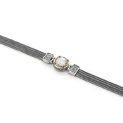 4-Strand Bracelet with Round Mother-of-Pearl Doublet