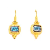 24K Blue Topaz Earrings