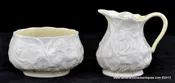 1955-65 Belleek Individual Creamer &amp; Sugar Ireland Second Green Mark Porcelain