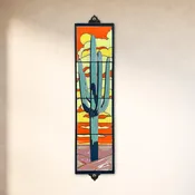 6"x24" Retro Saguaro Tile Mural - Framed