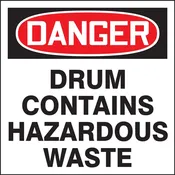 OSHA Danger Drum Contains Hazardous Waste Label, 6” x 6” Adhesive, 25 Pack - MHZW105EVP