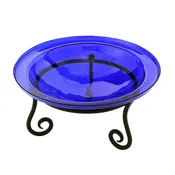 Achla Designs 12" Cobalt Blue Crackle Birdbath- Short Stand
