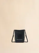 Black crossbody bag with shoelace strap