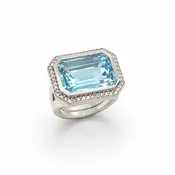 .925 Sterling Silver Diamond and Blue Topaz Ring
