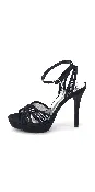 Mesh Satin Criss Cross Strap Platform Stiletto Sandal