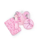 Quilted Scrunchies Gingham and Bow 3 Piece Coin Purse Keychain Set