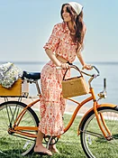 Cream/Orange Jewel Ikat Bold Freda Silk Blend Dress | Women's Dresses | J.McLaughlin