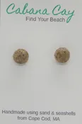 Beach Sand and Seashells<br>Tiny Round Seashell Stud Earrings<br>Cape Cod, MA