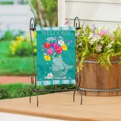 Fish Planter With Flowers Applique Garden Flag