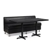 3-Seat Adele Black Restaurant Booth Set with Antique Black Ash Table
