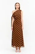 Brooklyn polka dot maxi dress dress in brown
