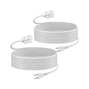 12 ft 3 Outlet Indoor Extension Cord 16/2 SPT-2, 2 Pack White, 2 Prong Polarized Plug Bn-link