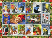 Christmas Cat Stamps Jigsaw Puzzle 550 Piece