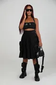 Ava Black Pleated Skirt Set