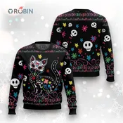 Cat Sugar Skull Ugly Christmas Sweater