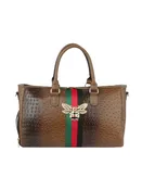 Croc and Rhinestone Bee Weekender Bag in Cafe — Talk of The Walk