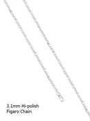 18" - 3.1mm FIGARO Hi-Polished Sterling Silver Chain