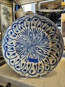 Antique Spanish Fajalauza Bowl From Granada With Custom Heavy Duty Hanging Harness #29, 13″ Diameter