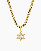 Petit pendentif étoile de David en or jaune 18 carats avec diamants, 11,2 mm