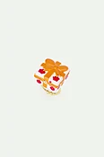 Bague ajustable cadeau rose, fleur rouge et nœud orange
