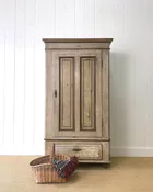 A 19th Century French Painted Pine Linen Press Cupboard
