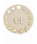 10 Pair Earrings in Cross/Pearl