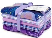 5 Flannel Fat Quarters Out of the World Celestial Pink Purple Precut 18" x 21"