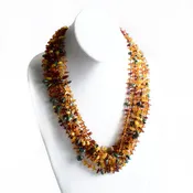 10 Multicolored Strings of Amber and Turquoise Necklace