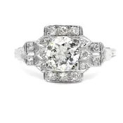 1930s Art Deco Diamond Halo Engagement Ring in Platinum