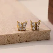18K Gold Butterfly Stud Earrings