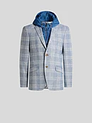 CHECK JERSEY JACKET WITH REMOVABLE BIB AND HOOD