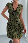 •ALYSA• floral semi-sheer skater dress