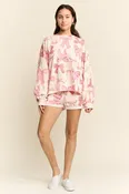 Bow Sweatshirt and Shorts Lounge Set