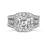 Asscher Cut 2.5 Carat, 14K Wedding Ring Set