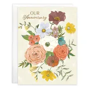 Anniversary card - Golden Boho Flowers