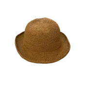 Hand Crochet Paper Packable Adjustable Hat - Natural