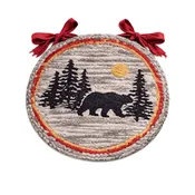 Albemarle Black Bear Hooked Chair Pads - Set of 2 14.5"