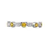 14k White Gold Citrine & Diamond Stack Ring