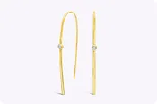 0.15 Carats Round Diamond Bezel Solitaire Fashion Yellow Gold Earring