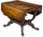 A Carved and Figured Mahogany Classical Breakfast Table with Brass Inlay, Attributed to Duncan Phyfe or Circle, New York, c.1815-20