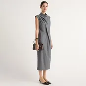 Amara Gathered-Neck Drape Dress