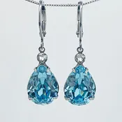 AQUA TEARDROP CRYSTAL DROP EARRINGS
